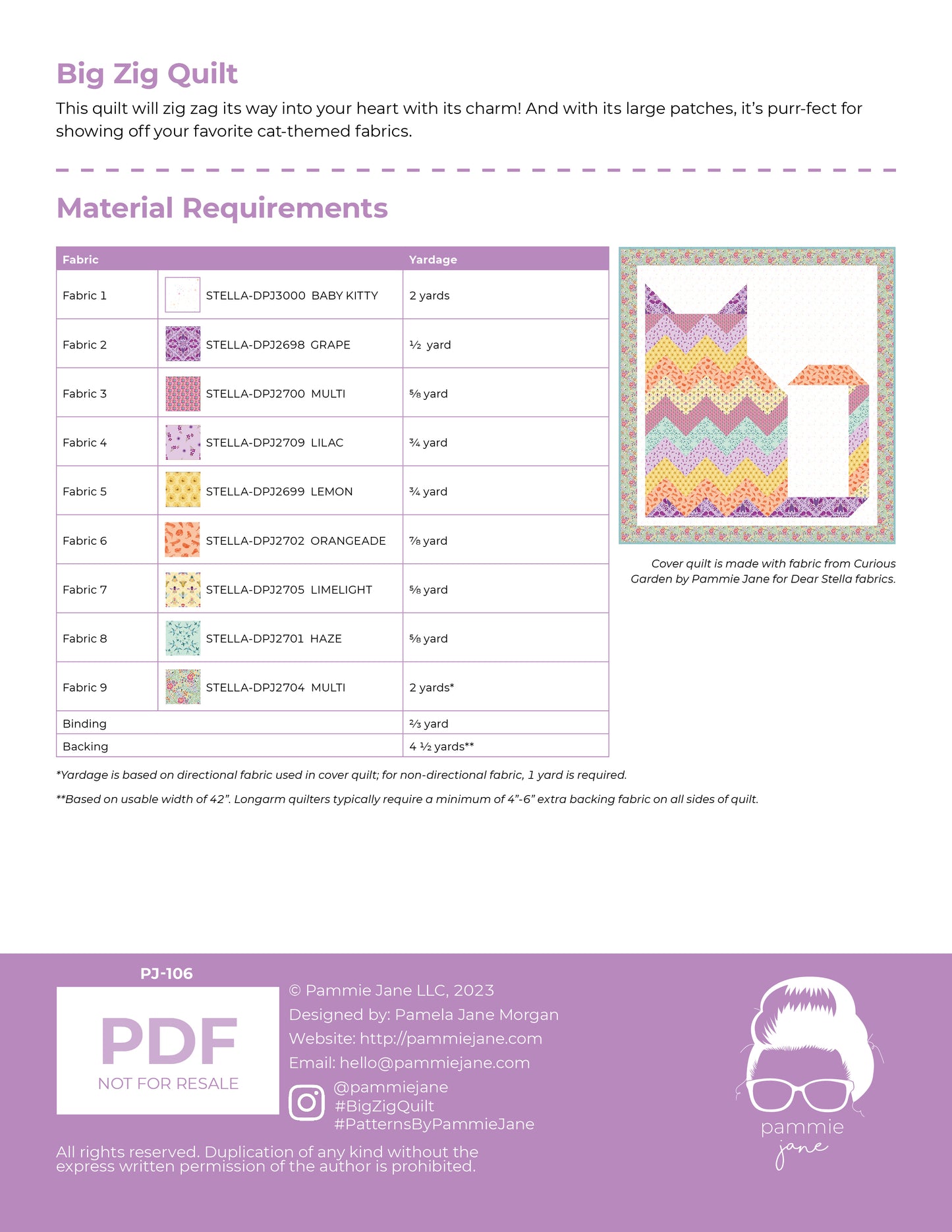Big Zig #106 PDF Pattern