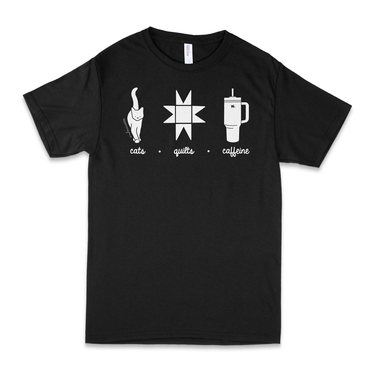 Cats Quilts Caffeine Tee