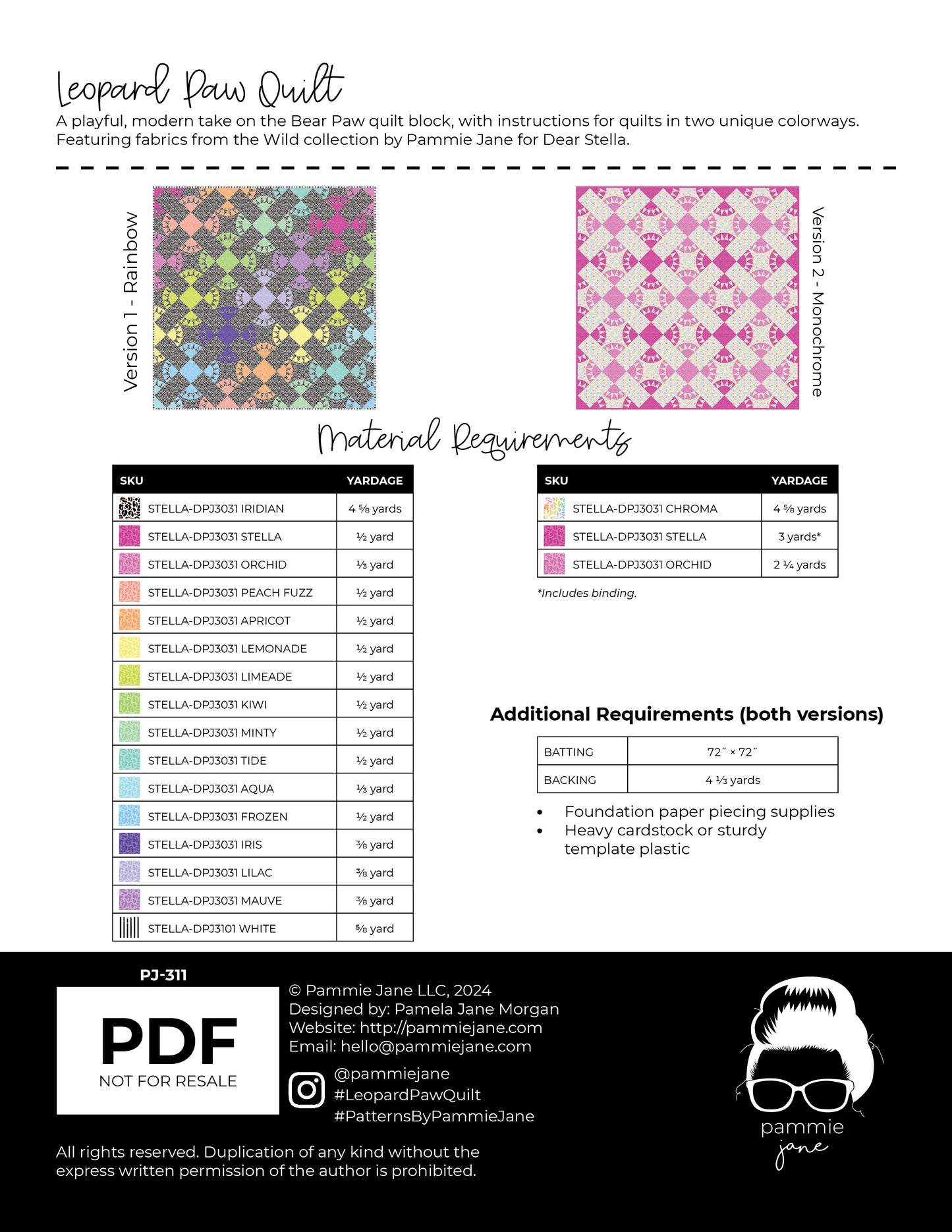 Leopard Paw #311 PDF Pattern