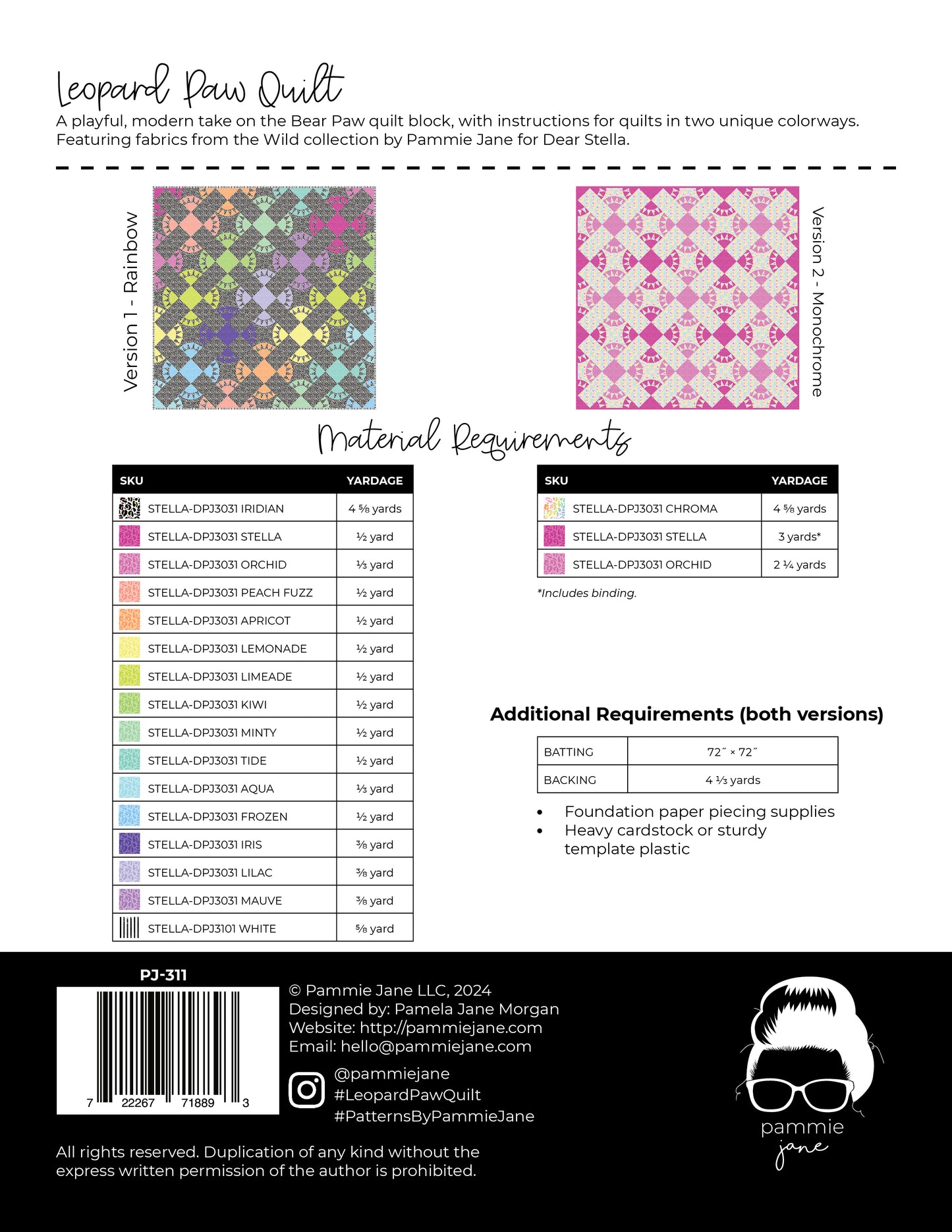 Leopard Paw #311 Paper Pattern