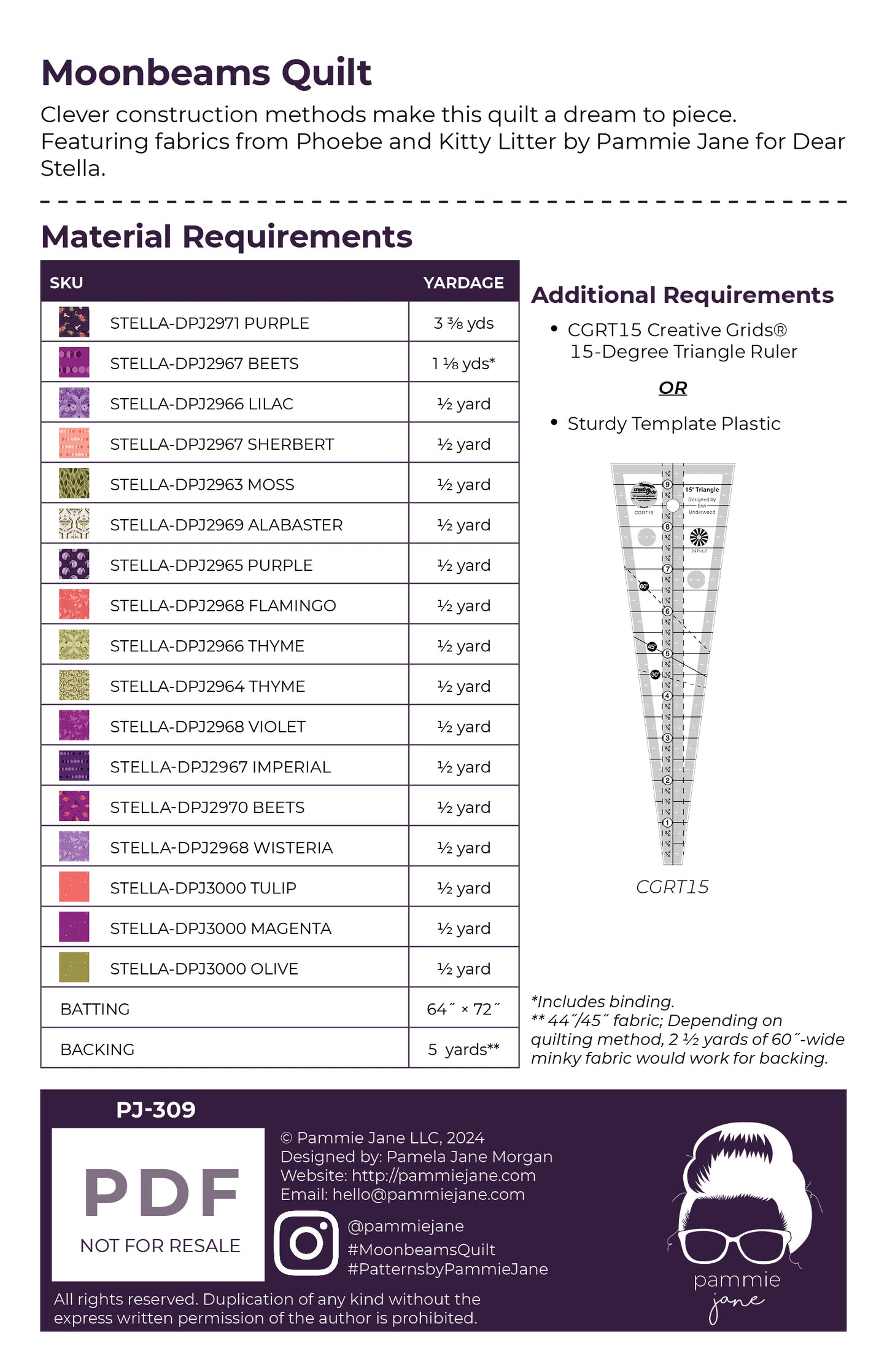 Moonbeams #309 PDF Pattern