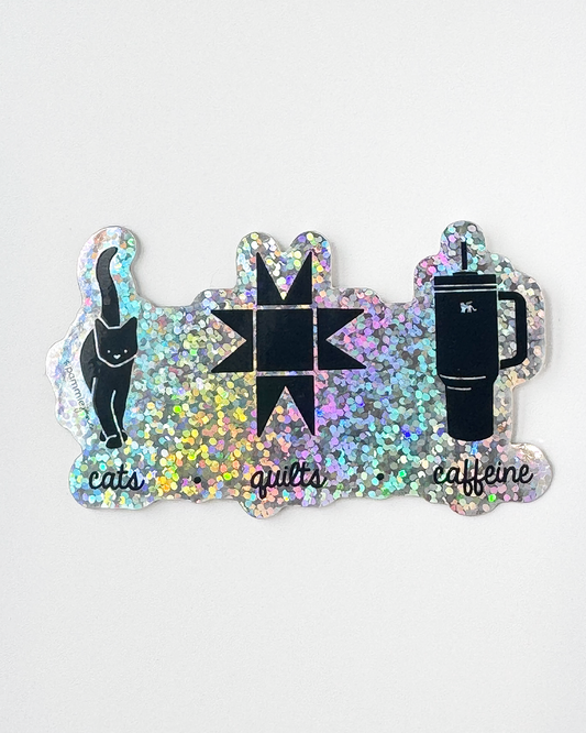 Cats Quilts Caffeine Sticker